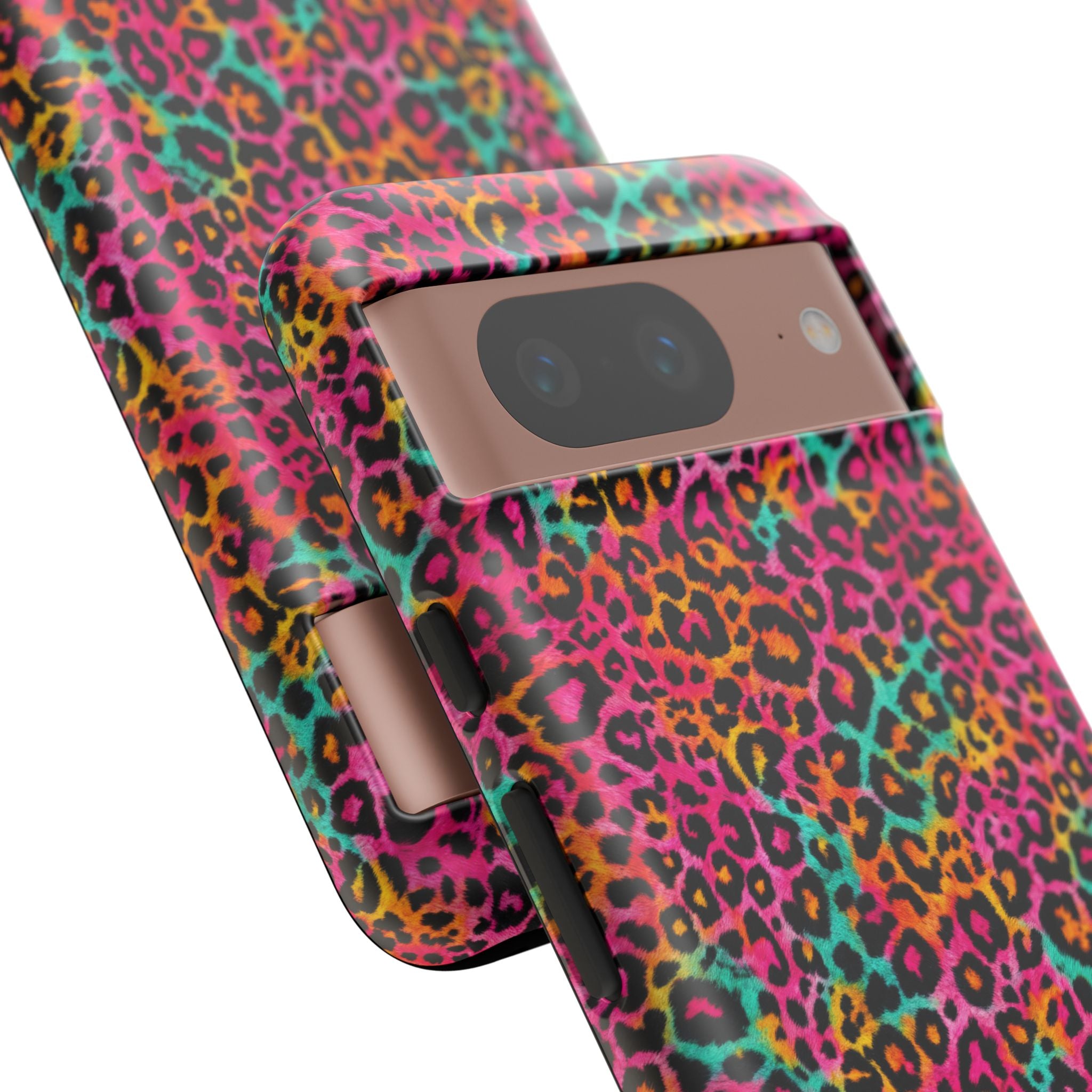 Rainbow Leopard Print Phone Case - Neon Cheetah Tough Case for iPhone and Samsung, Bright Y2K Animal Print