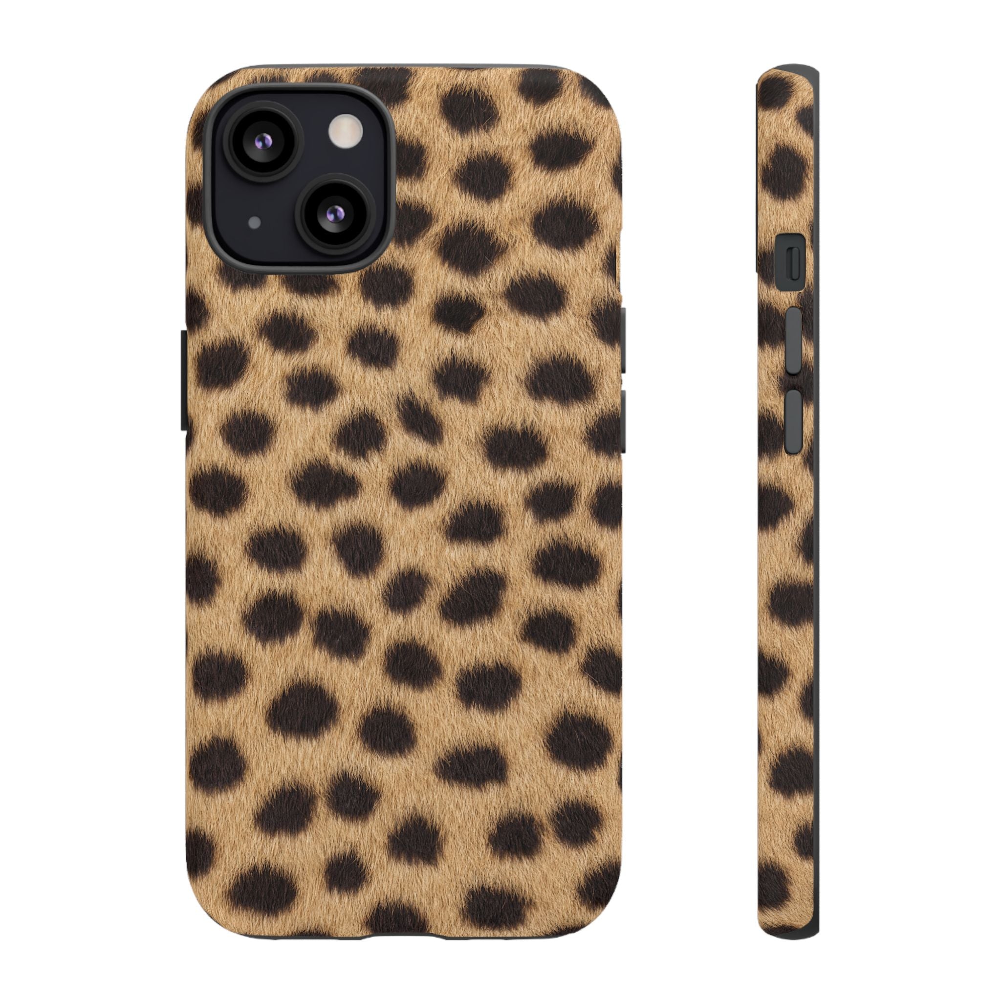 Cheetah Print Phone Case - Real Spot Tough Case for iPhone and Samsung, Bold Tan Animal Print