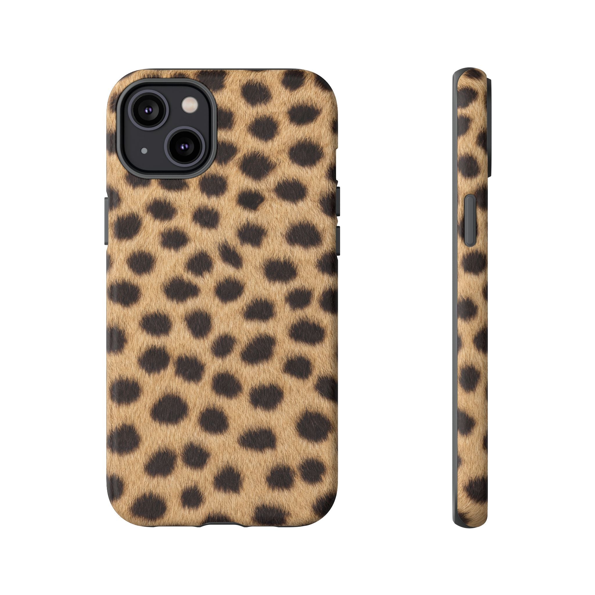 Cheetah Print Phone Case - Real Spot Tough Case for iPhone and Samsung, Bold Tan Animal Print