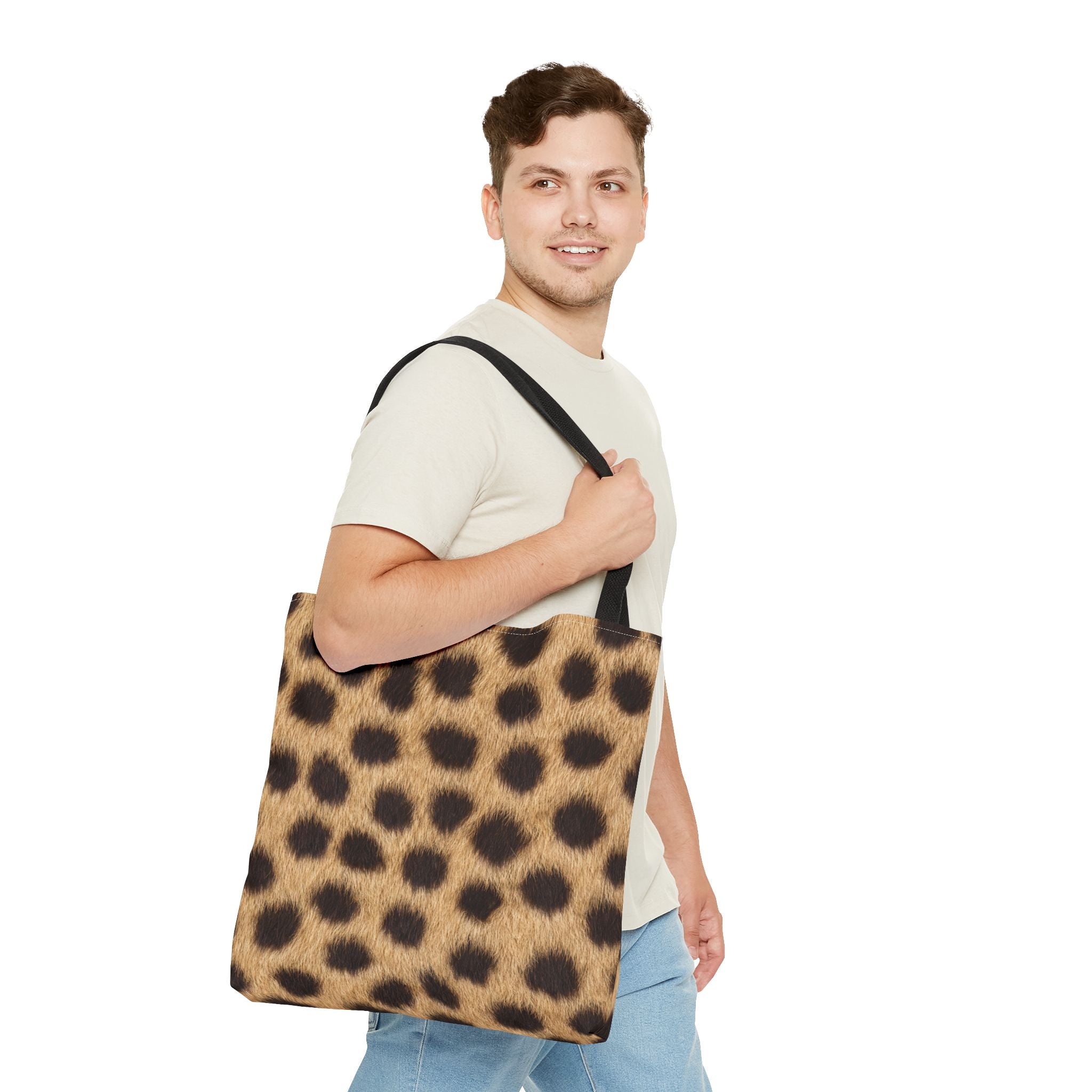 Cheetah Print Tote Bag - Real Spot Canvas Tote, Bold Animal Print Everyday Shoulder Bag, 3 Sizes