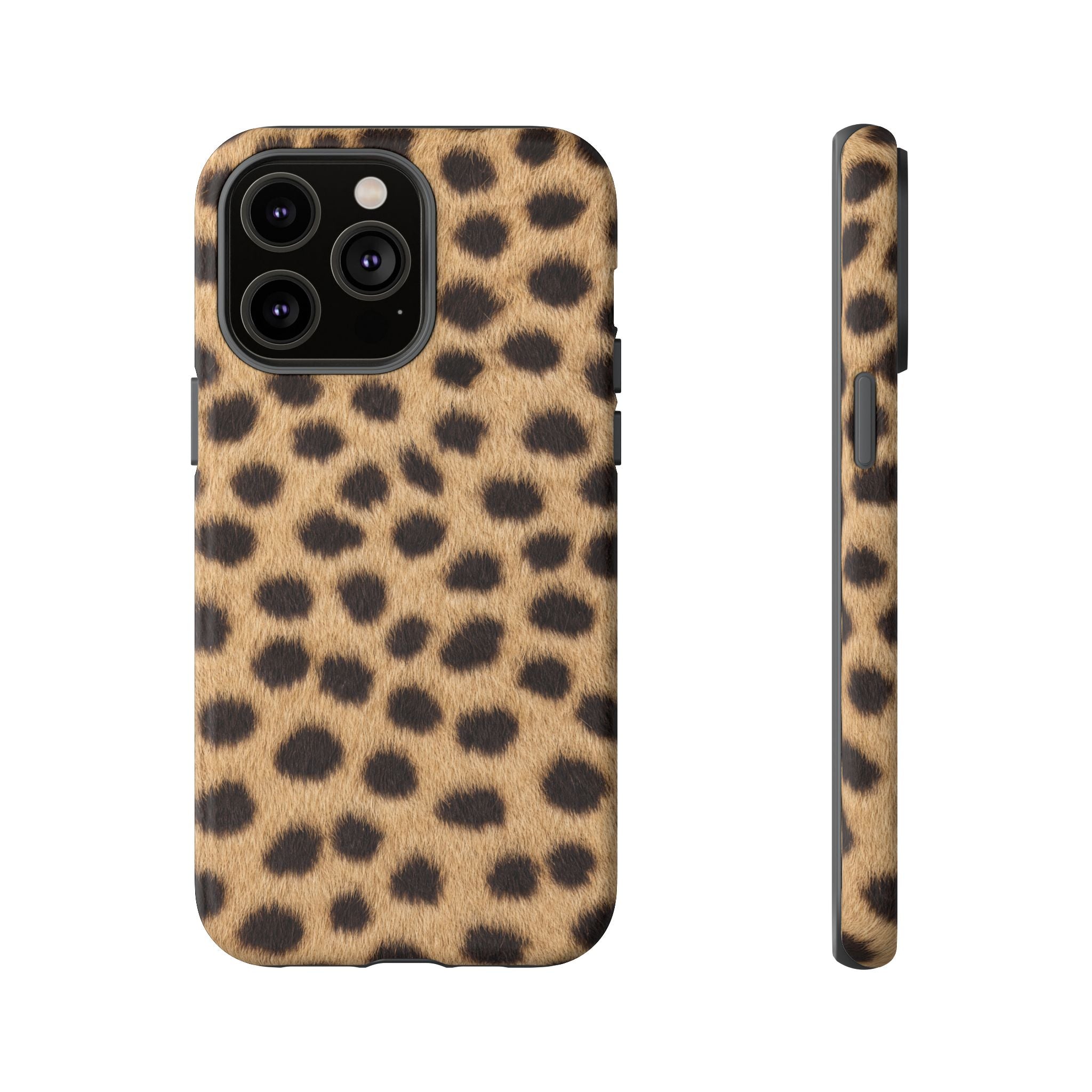 Cheetah Print Phone Case - Real Spot Tough Case for iPhone and Samsung, Bold Tan Animal Print