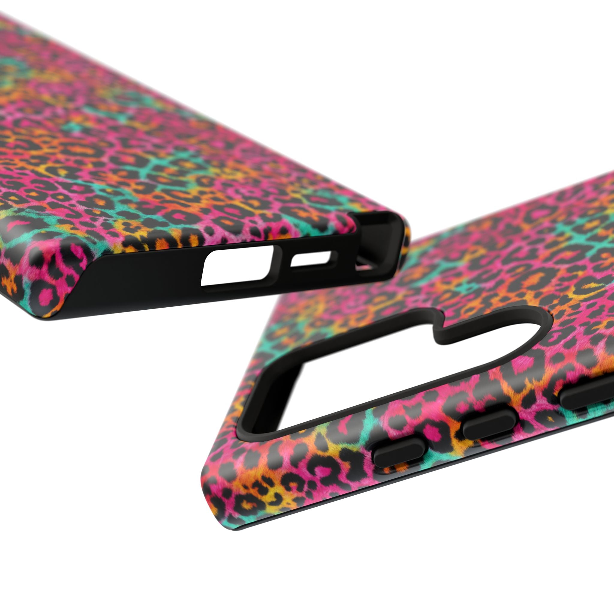 Rainbow Leopard Print Phone Case - Neon Cheetah Tough Case for iPhone and Samsung, Bright Y2K Animal Print