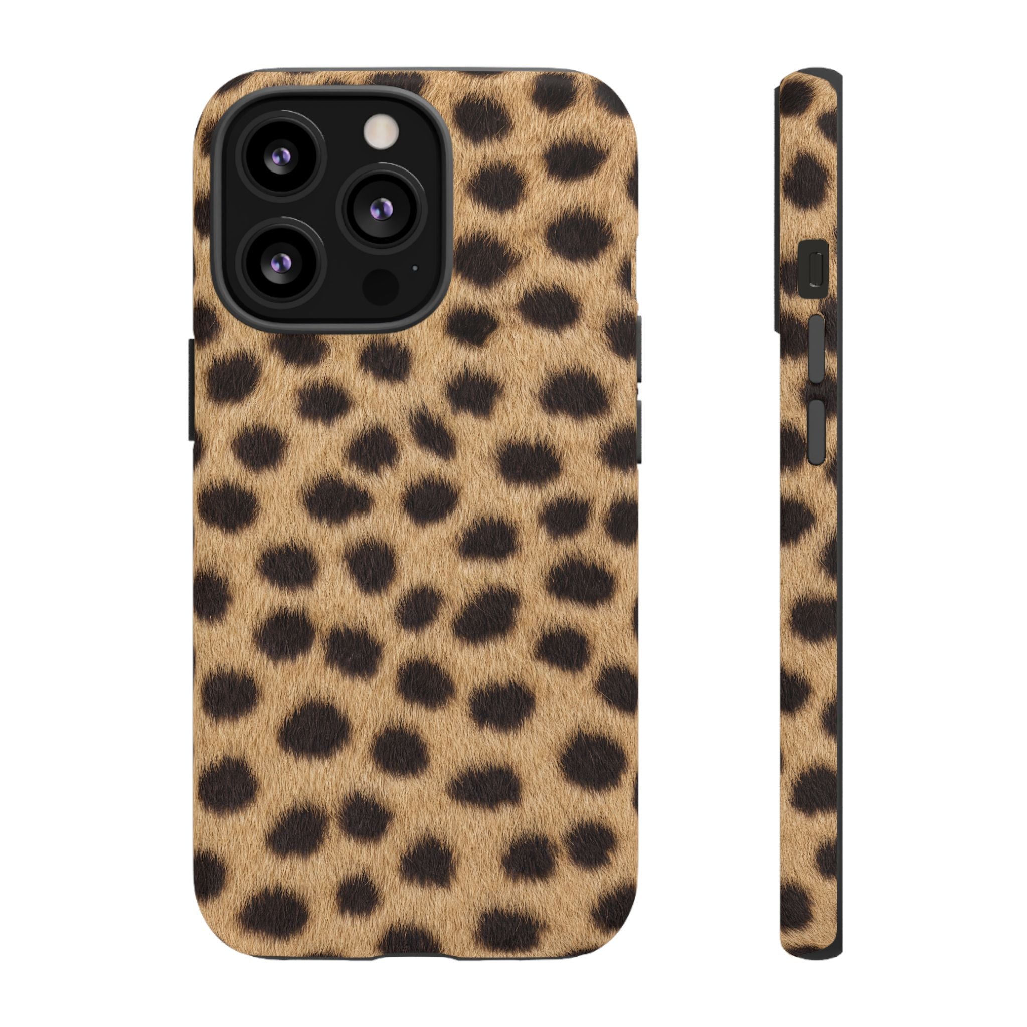 Cheetah Print Phone Case - Real Spot Tough Case for iPhone and Samsung, Bold Tan Animal Print