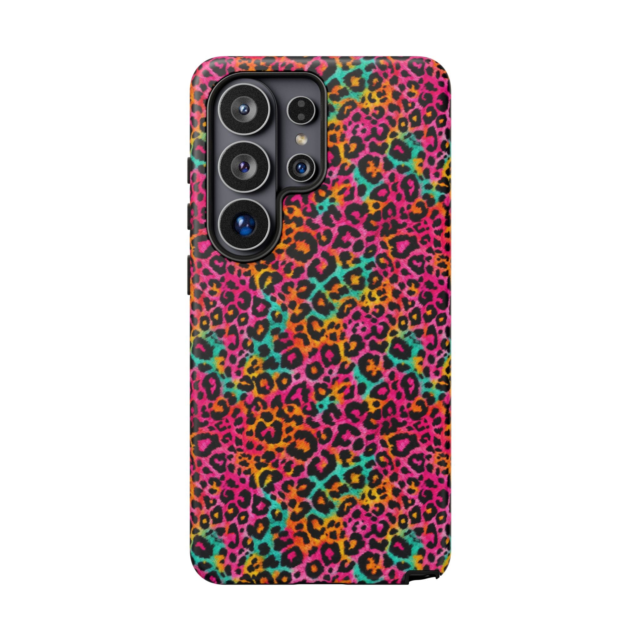 Rainbow Leopard Print Phone Case - Neon Cheetah Tough Case for iPhone and Samsung, Bright Y2K Animal Print