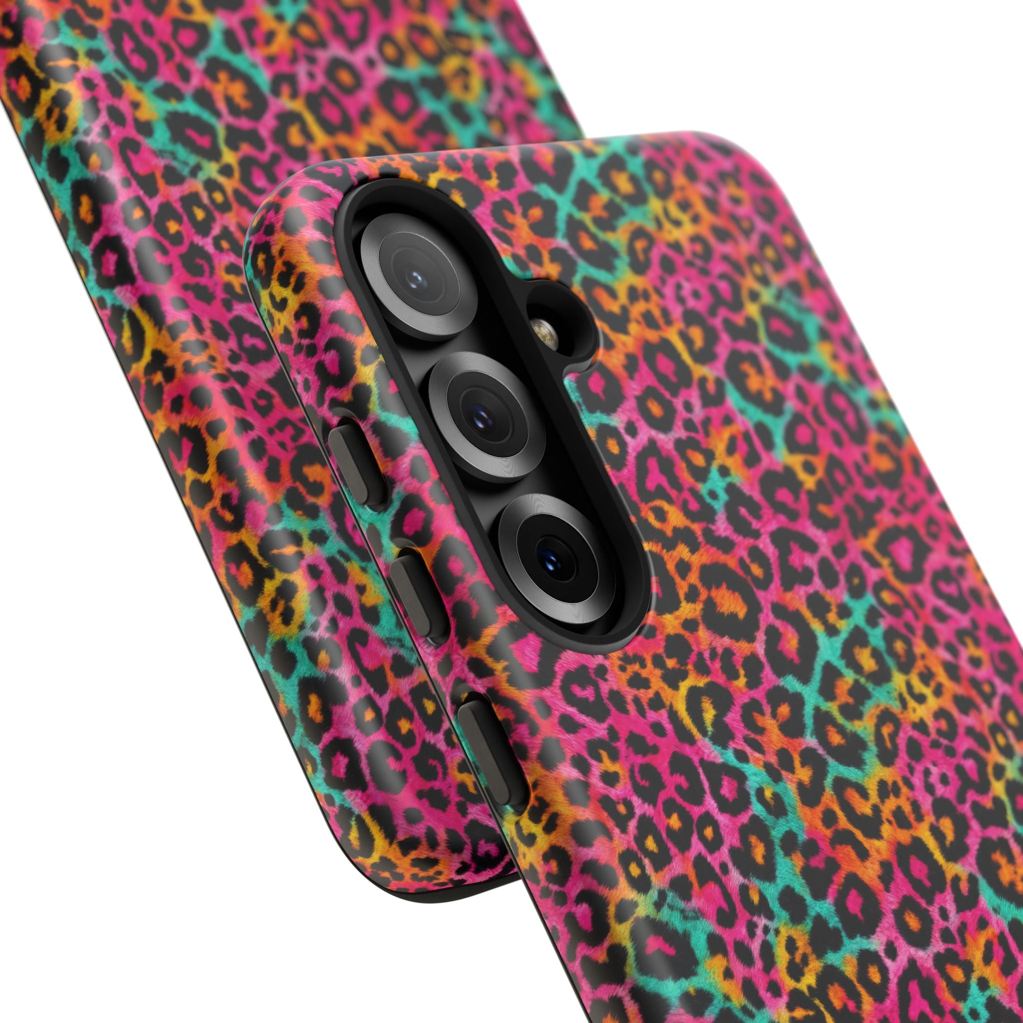 Rainbow Leopard Print Phone Case - Neon Cheetah Tough Case for iPhone and Samsung, Bright Y2K Animal Print