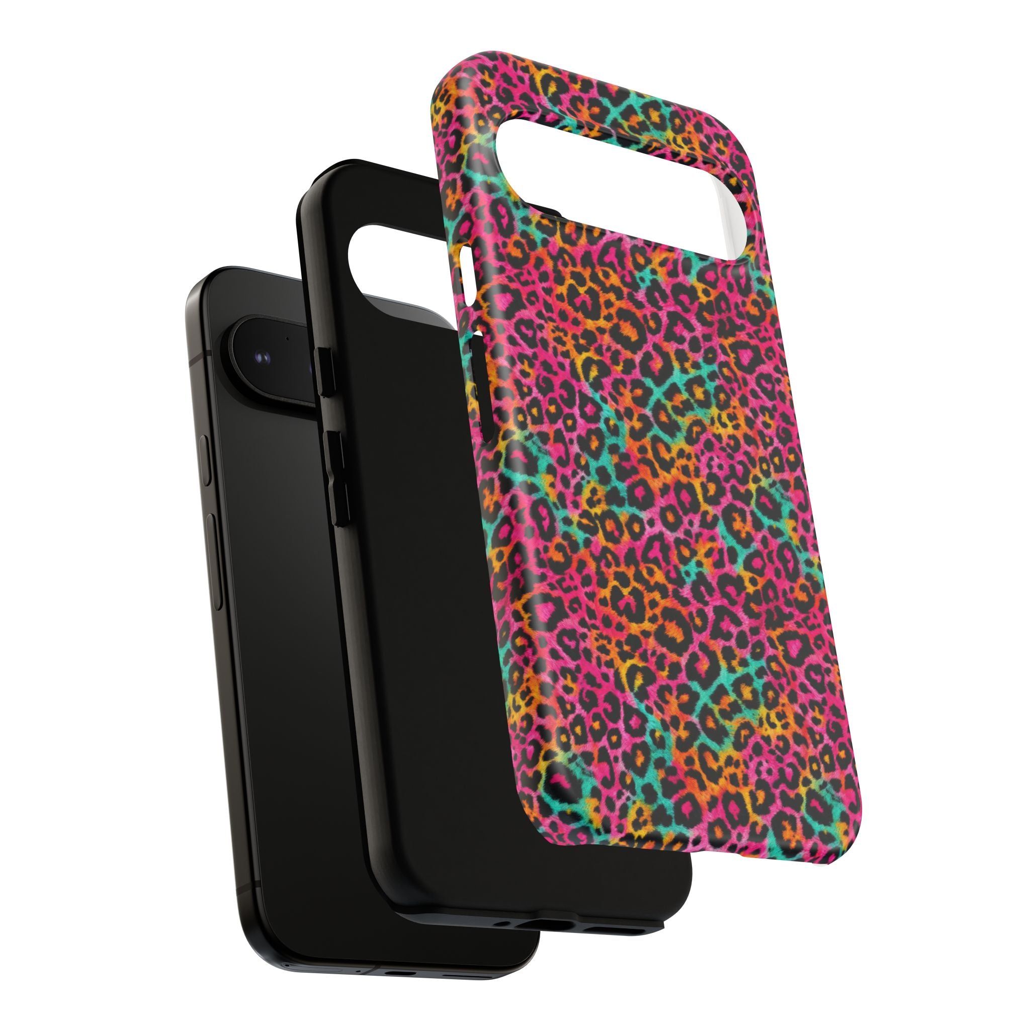 Rainbow Leopard Print Phone Case - Neon Cheetah Tough Case for iPhone and Samsung, Bright Y2K Animal Print