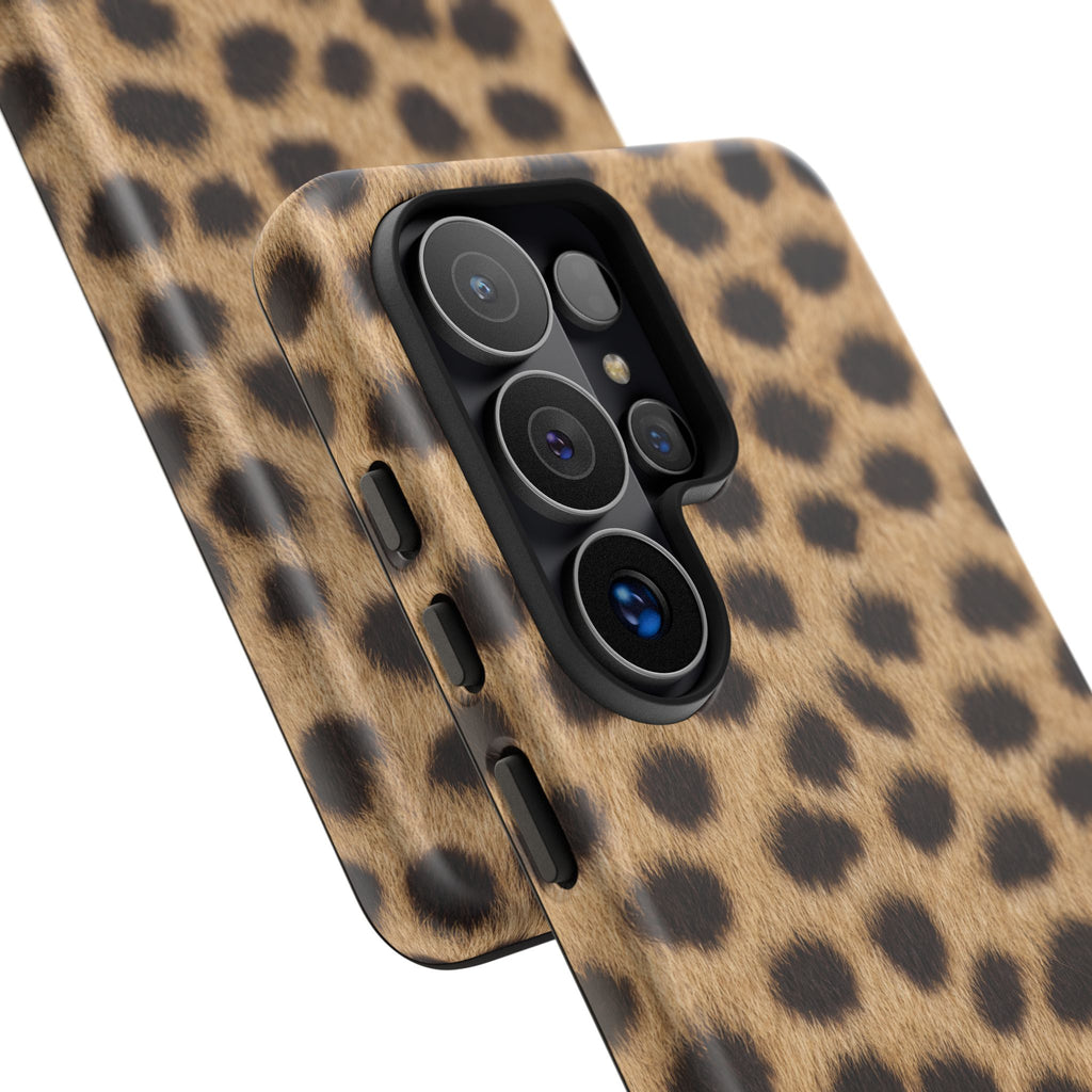 Cheetah Print Phone Case - Real Spot Tough Case for iPhone and Samsung, Bold Tan Animal Print
