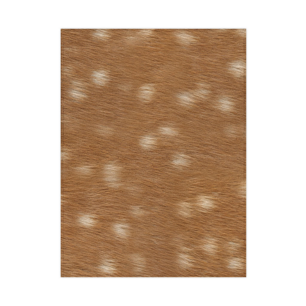 Fawn deer print toddler blanket in warm russet tan with creamy dapples