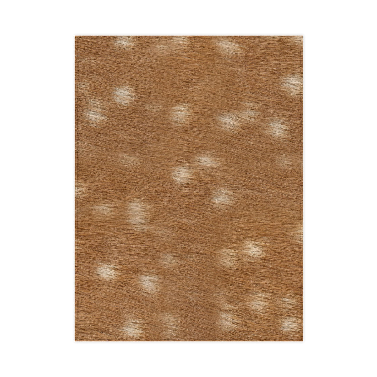 Fawn deer print toddler blanket in warm russet tan with creamy dapples
