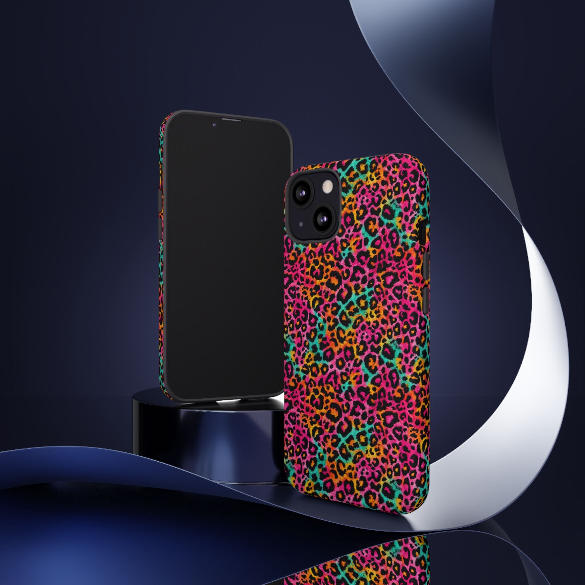 Rainbow Leopard Print Phone Case - Neon Cheetah Tough Case for iPhone and Samsung, Bright Y2K Animal Print