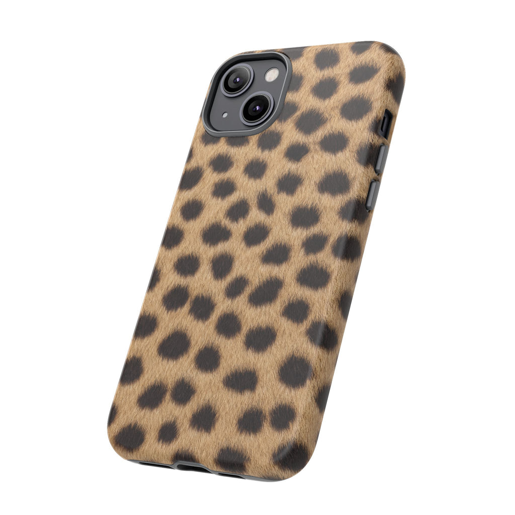 Cheetah Print Phone Case - Real Spot Tough Case for iPhone and Samsung, Bold Tan Animal Print