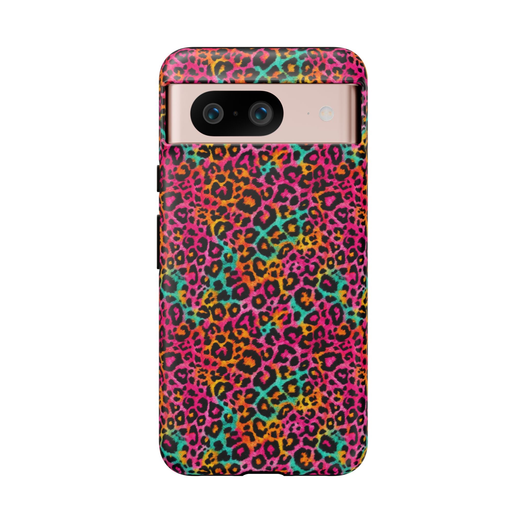Rainbow Leopard Print Phone Case - Neon Cheetah Tough Case for iPhone and Samsung, Bright Y2K Animal Print