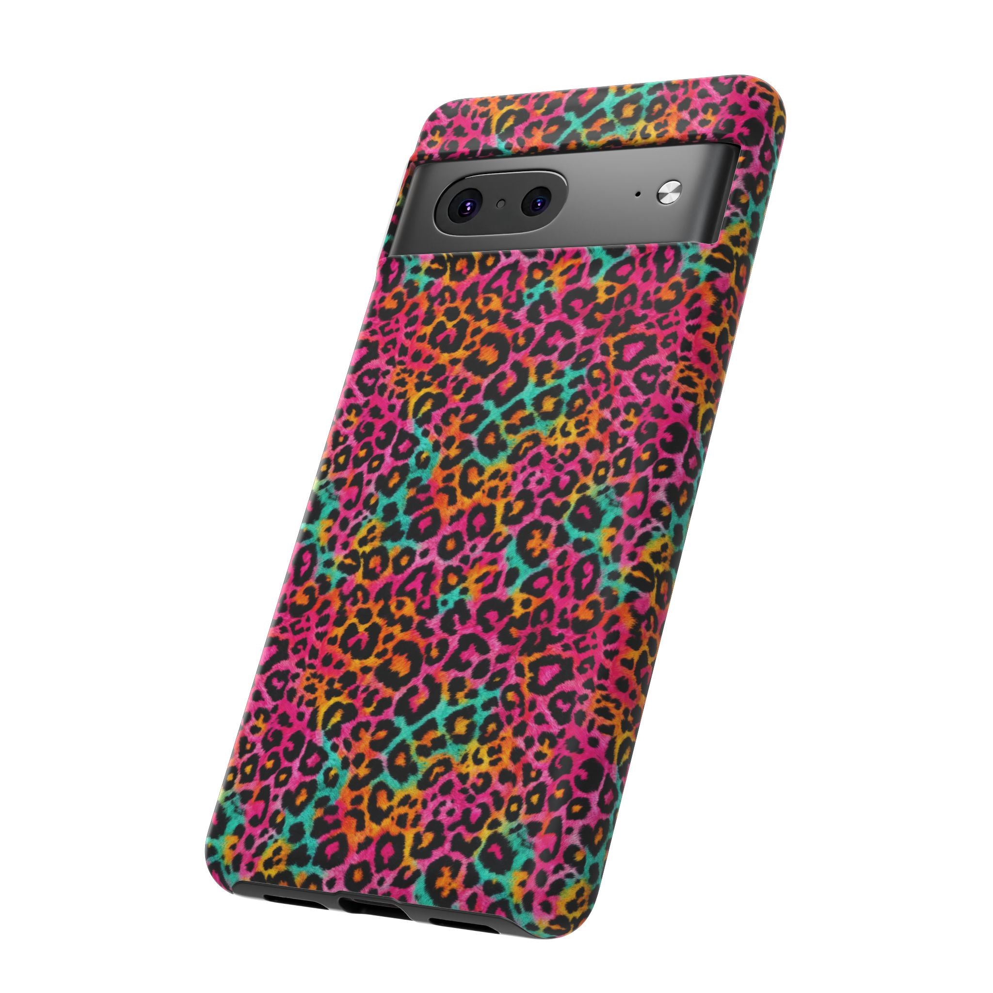 Rainbow Leopard Print Phone Case - Neon Cheetah Tough Case for iPhone and Samsung, Bright Y2K Animal Print