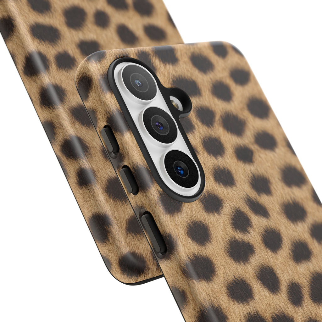 Cheetah Print Phone Case - Real Spot Tough Case for iPhone and Samsung, Bold Tan Animal Print