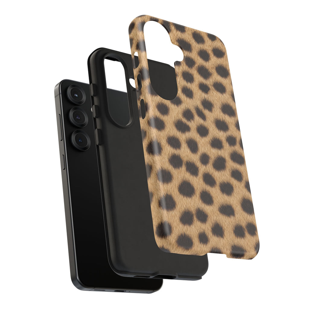 Cheetah Print Phone Case - Real Spot Tough Case for iPhone and Samsung, Bold Tan Animal Print