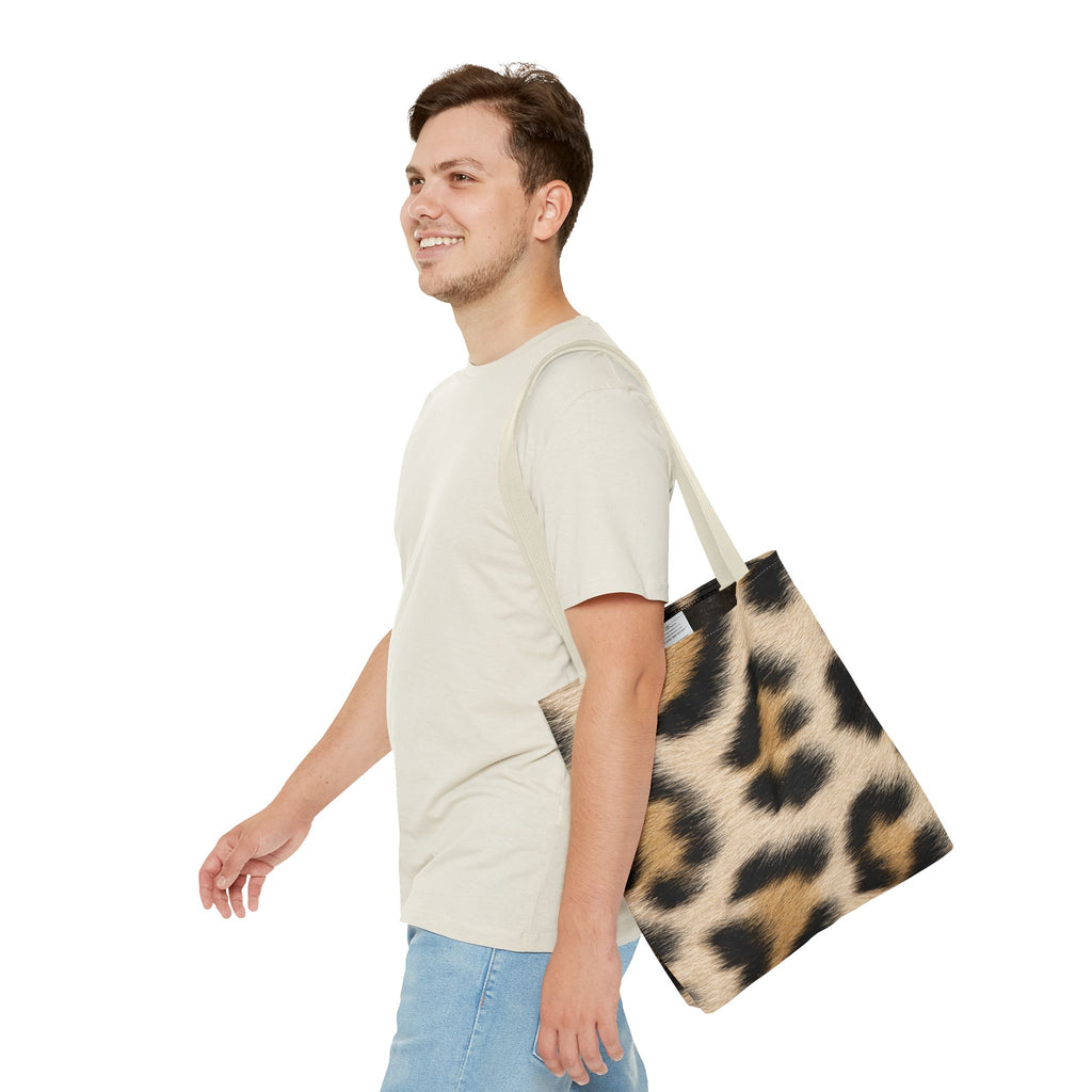 Cream Leopard Print Tote Bag - Pale Ivory Canvas Tote, Bold Spotted Animal Print Shoulder Bag, 3 Sizes