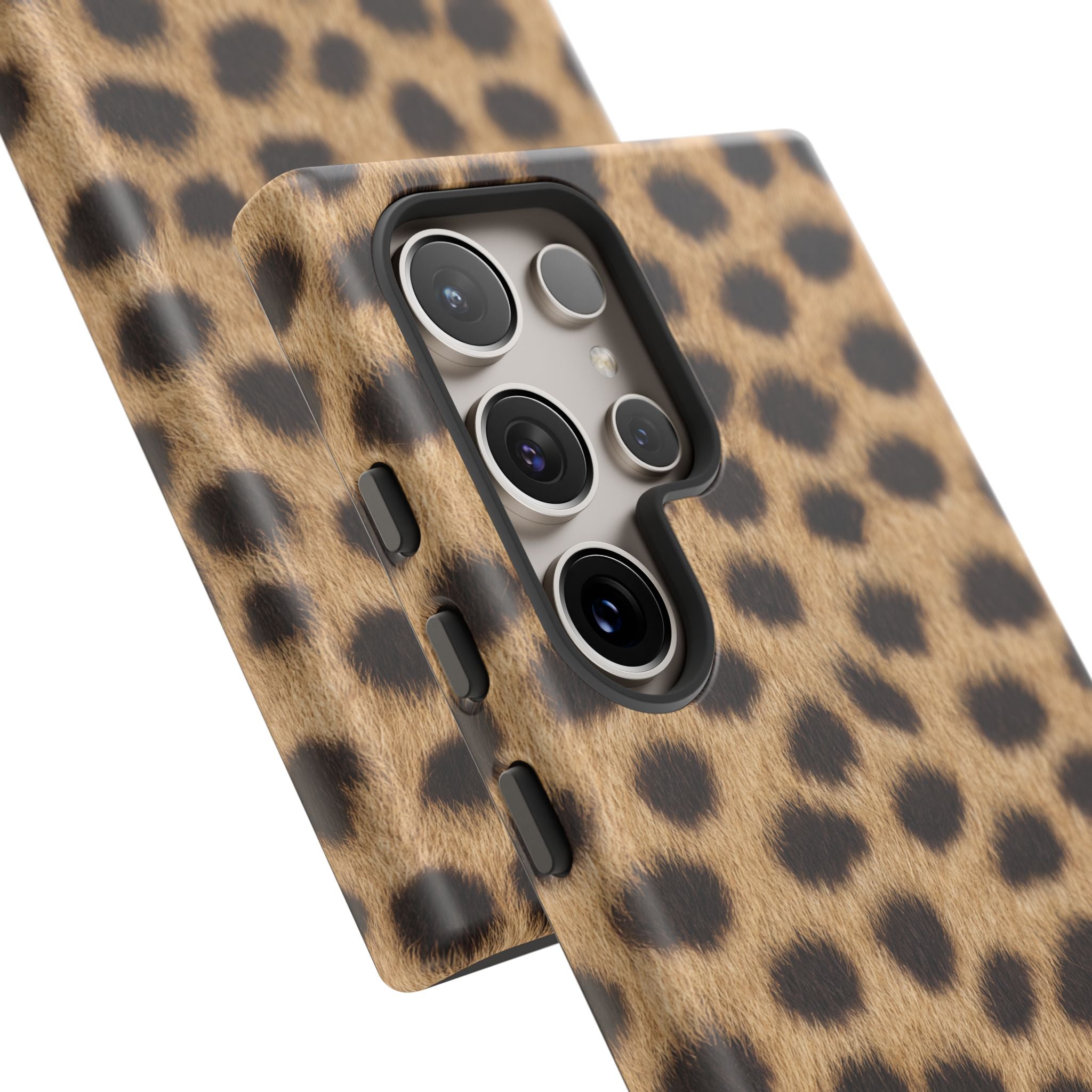 Cheetah Print Phone Case - Real Spot Tough Case for iPhone and Samsung, Bold Tan Animal Print