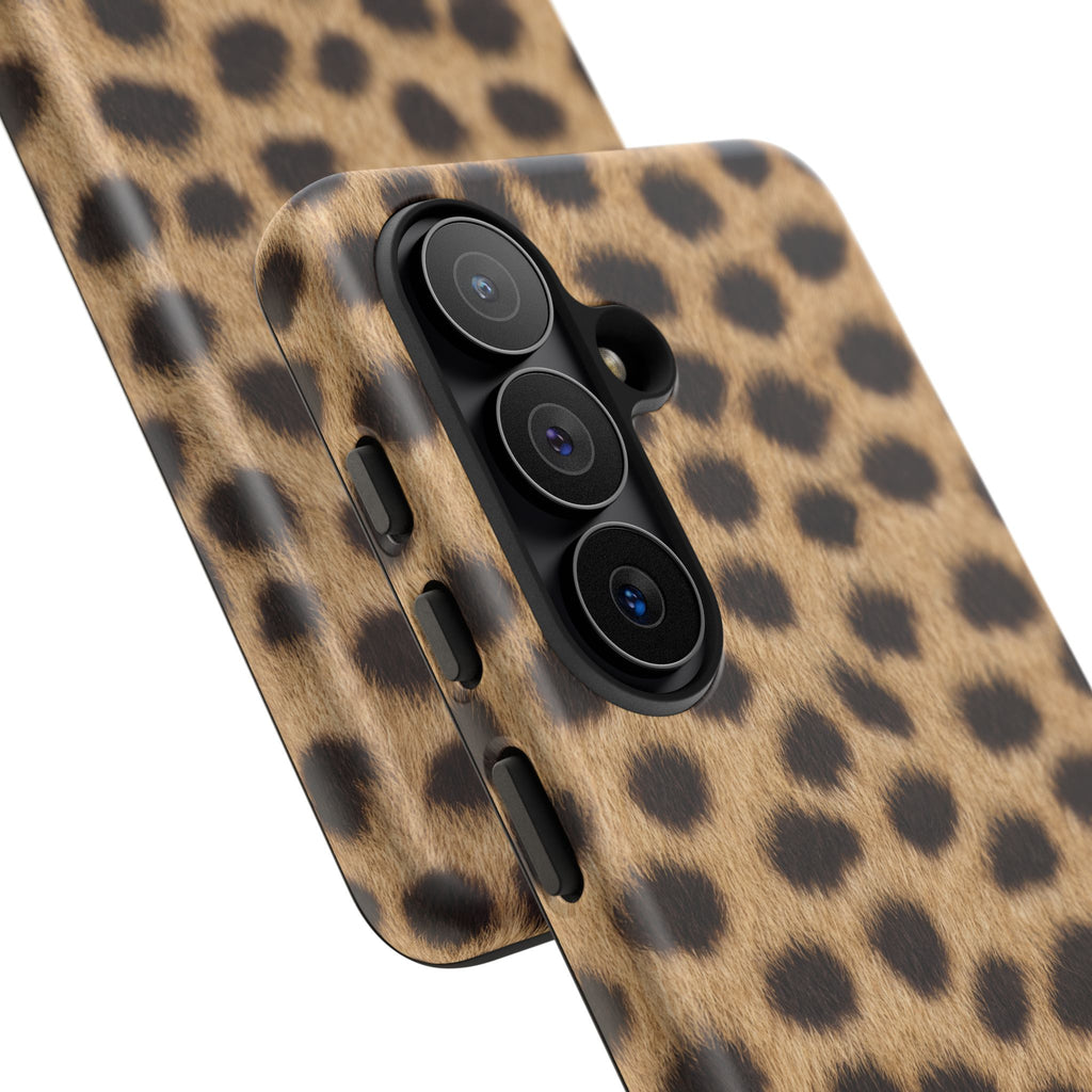 Cheetah Print Phone Case - Real Spot Tough Case for iPhone and Samsung, Bold Tan Animal Print