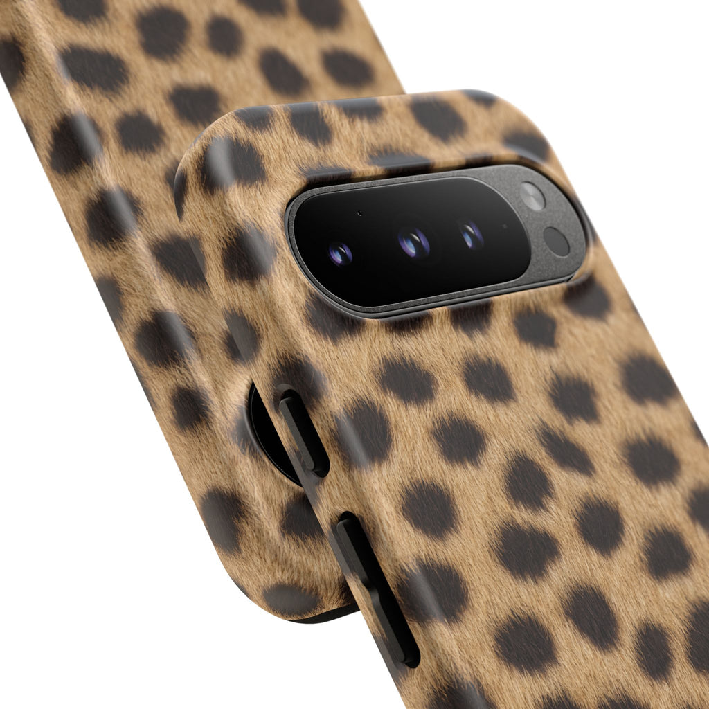 Cheetah Print Phone Case - Real Spot Tough Case for iPhone and Samsung, Bold Tan Animal Print