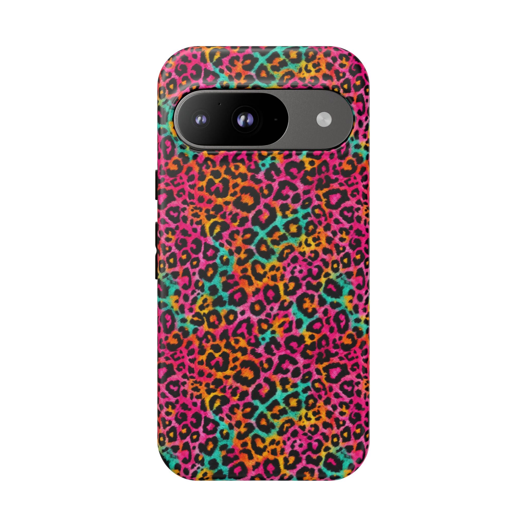 Rainbow Leopard Print Phone Case - Neon Cheetah Tough Case for iPhone and Samsung, Bright Y2K Animal Print