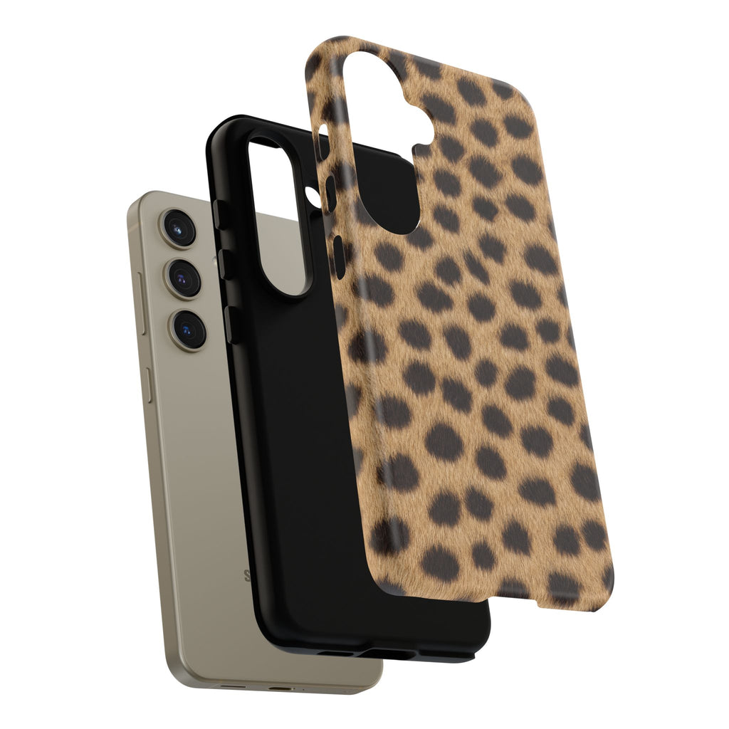 Cheetah Print Phone Case - Real Spot Tough Case for iPhone and Samsung, Bold Tan Animal Print