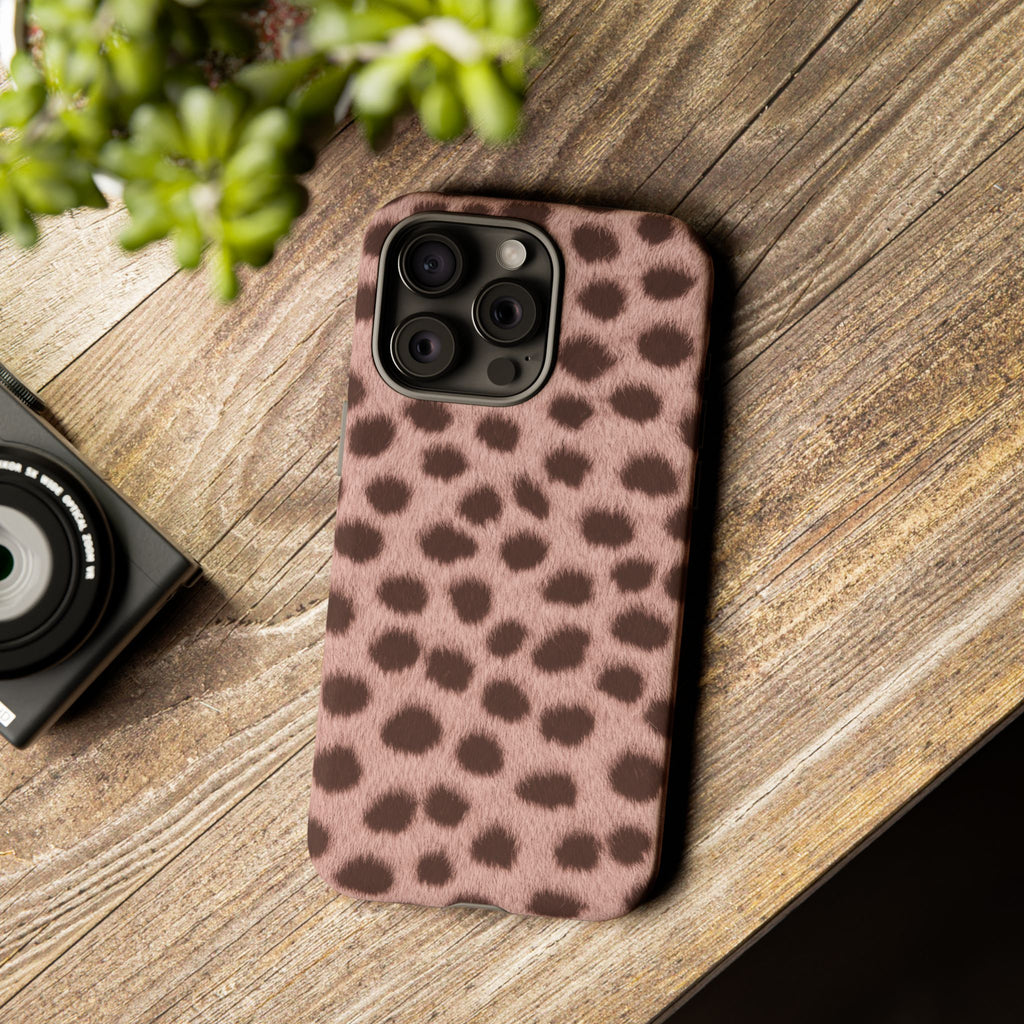 Pink Cheetah Print Phone Case - Blush Real Spot Tough Case for iPhone and Samsung, Soft Animal Print
