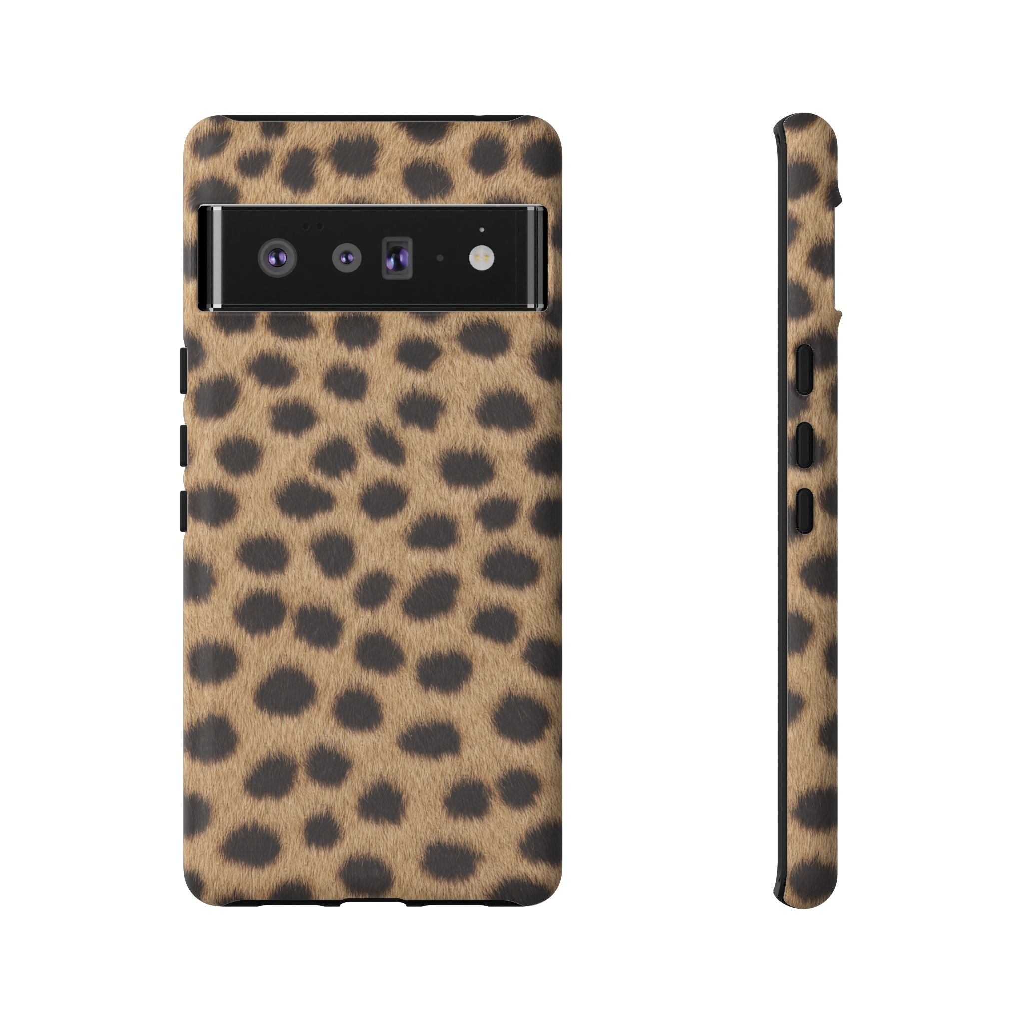 Cheetah Print Phone Case - Real Spot Tough Case for iPhone and Samsung, Bold Tan Animal Print
