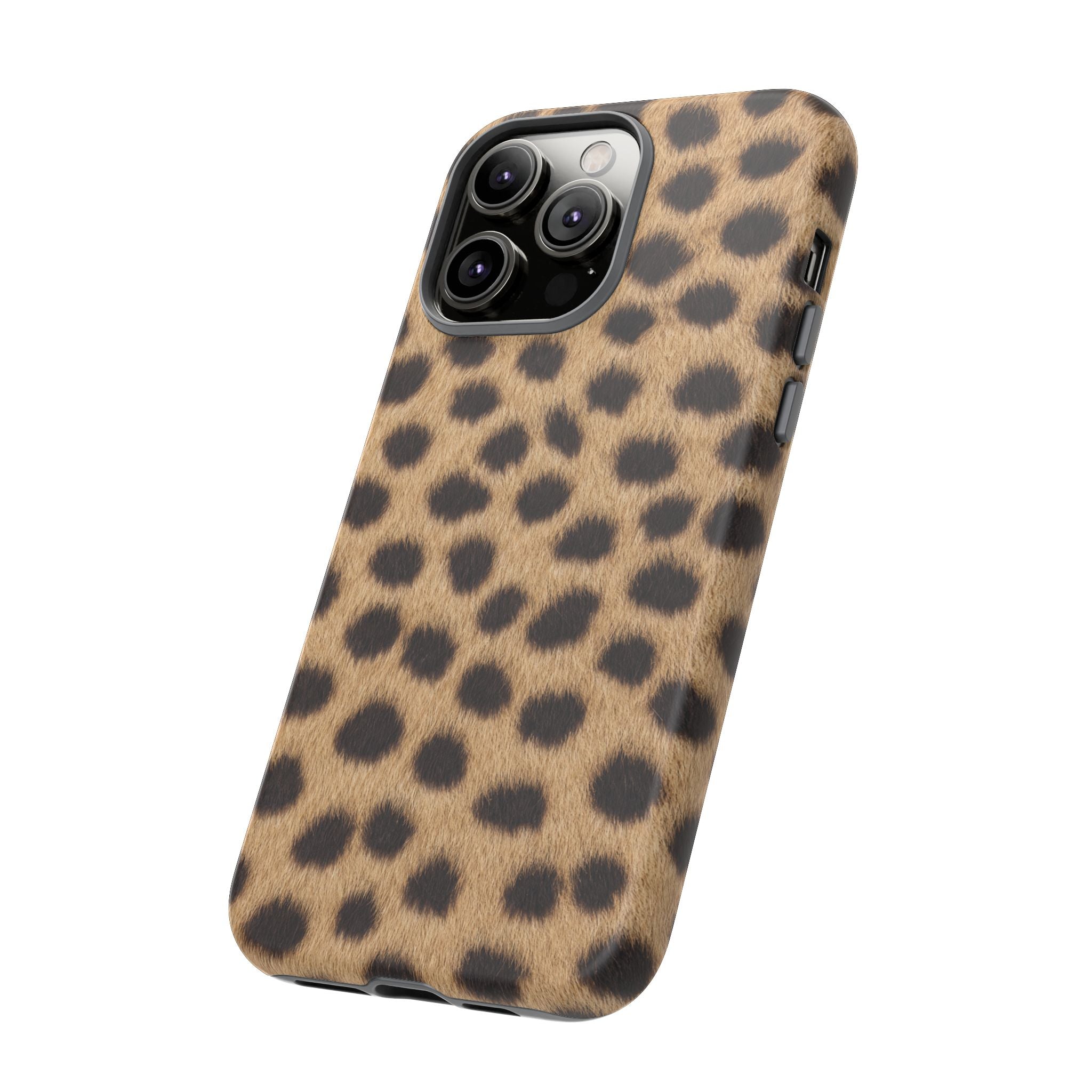 Cheetah Print Phone Case - Real Spot Tough Case for iPhone and Samsung, Bold Tan Animal Print