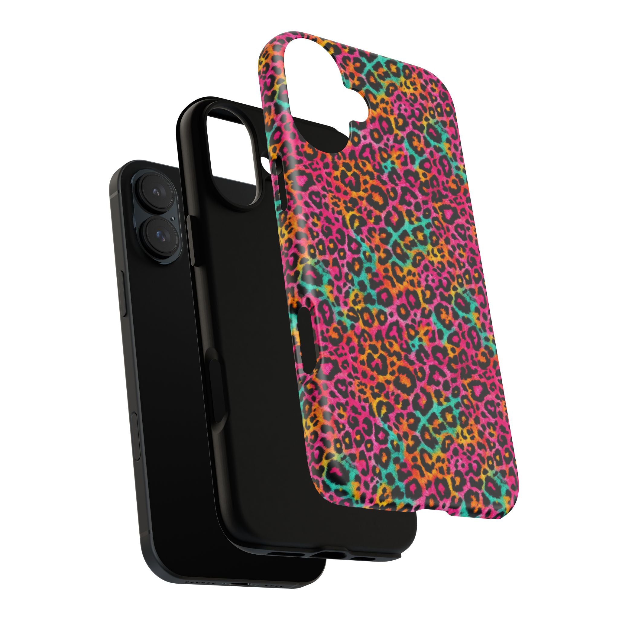 Rainbow Leopard Print Phone Case - Neon Cheetah Tough Case for iPhone and Samsung, Bright Y2K Animal Print