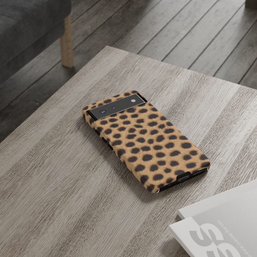 Cheetah Print Phone Case - Real Spot Tough Case for iPhone and Samsung, Bold Tan Animal Print