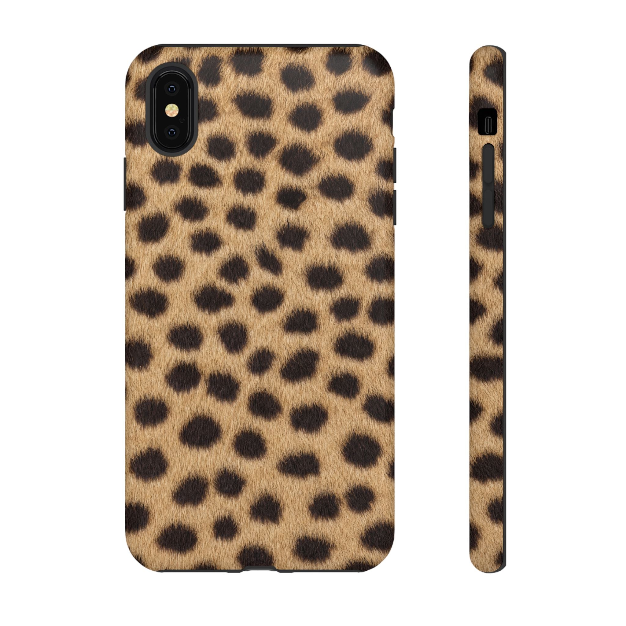 Cheetah Print Phone Case - Real Spot Tough Case for iPhone and Samsung, Bold Tan Animal Print