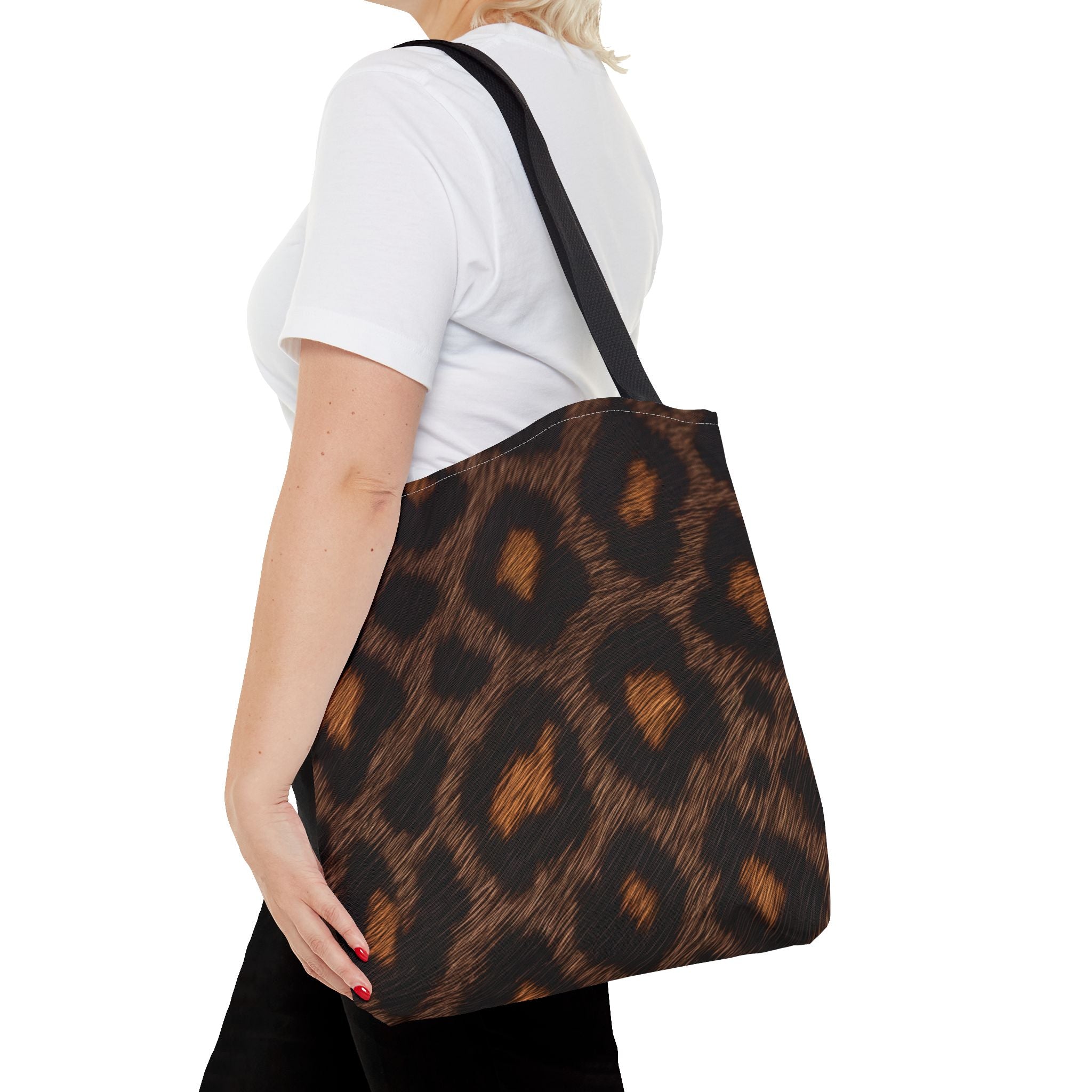 Dark Leopard Print Tote Bag - After Dark Espresso Canvas Tote, Moody Animal Print Shoulder Bag, 3 Sizes