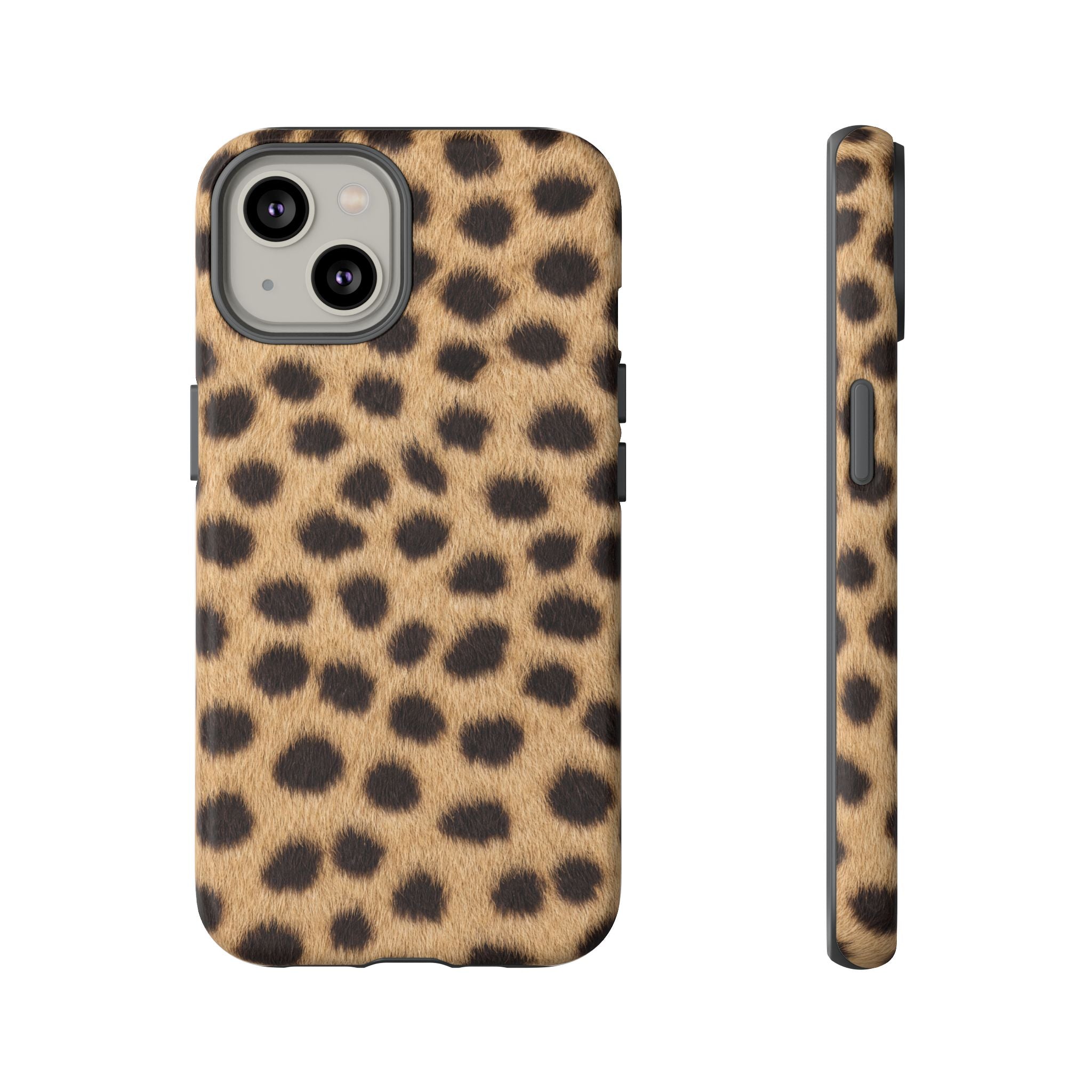 Cheetah Print Phone Case - Real Spot Tough Case for iPhone and Samsung, Bold Tan Animal Print