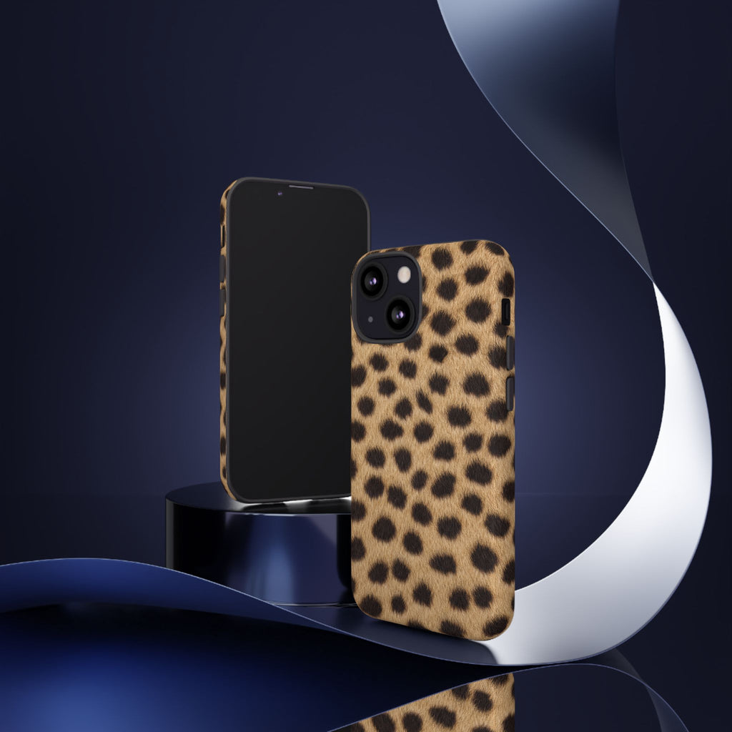 Cheetah Print Phone Case - Real Spot Tough Case for iPhone and Samsung, Bold Tan Animal Print