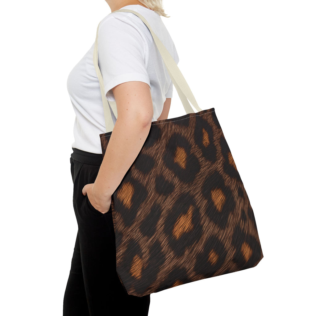 Dark Leopard Print Tote Bag - After Dark Espresso Canvas Tote, Moody Animal Print Shoulder Bag, 3 Sizes