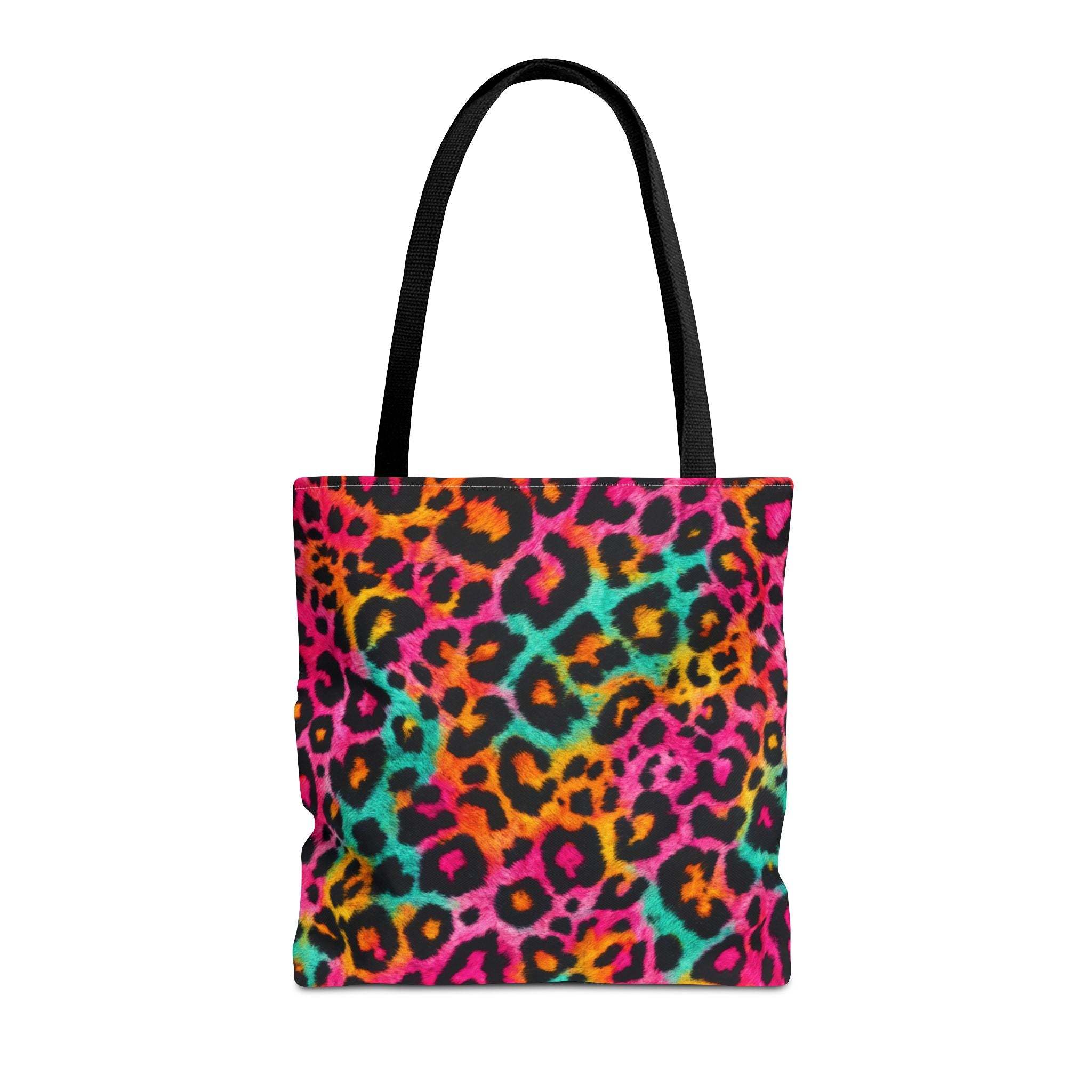 Rainbow Leopard Print Tote Bag - Neon Cheetah Canvas Tote, Bright Y2K Animal Print Shoulder Bag, 3 Sizes