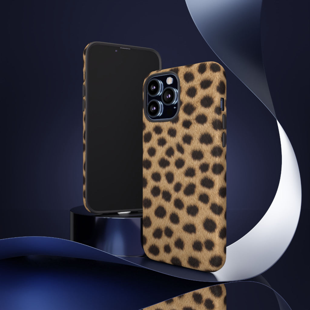 Cheetah Print Phone Case - Real Spot Tough Case for iPhone and Samsung, Bold Tan Animal Print