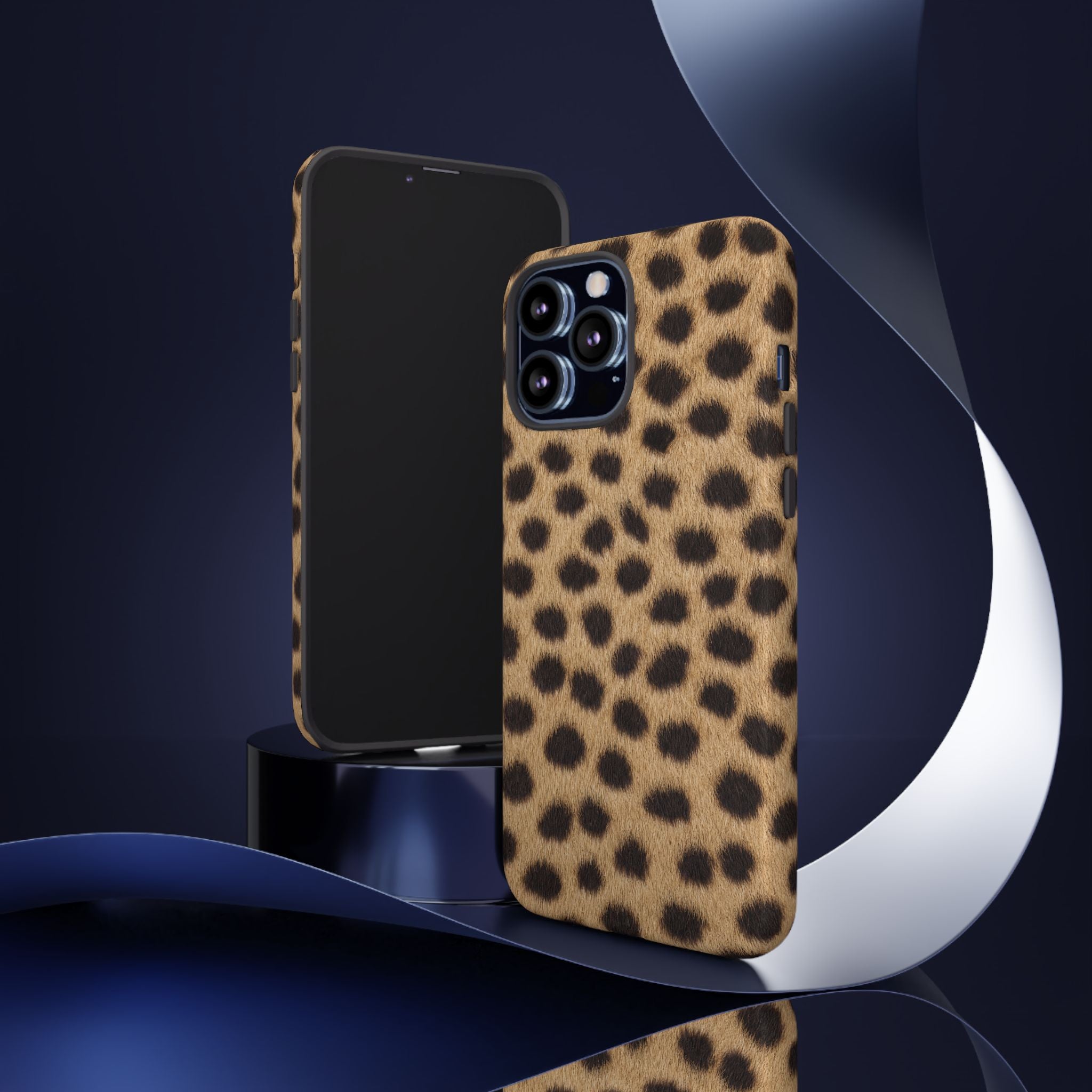 Cheetah Print Phone Case - Real Spot Tough Case for iPhone and Samsung, Bold Tan Animal Print