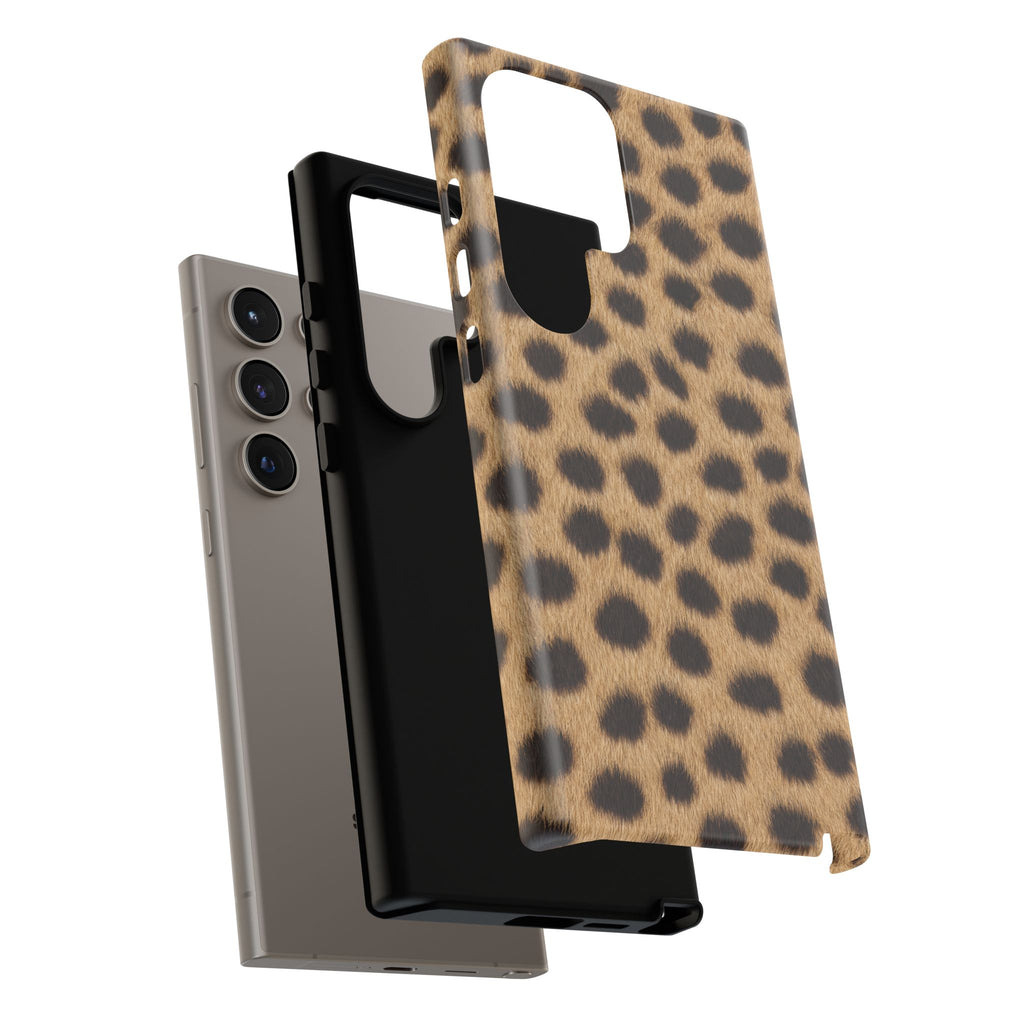 Cheetah Print Phone Case - Real Spot Tough Case for iPhone and Samsung, Bold Tan Animal Print