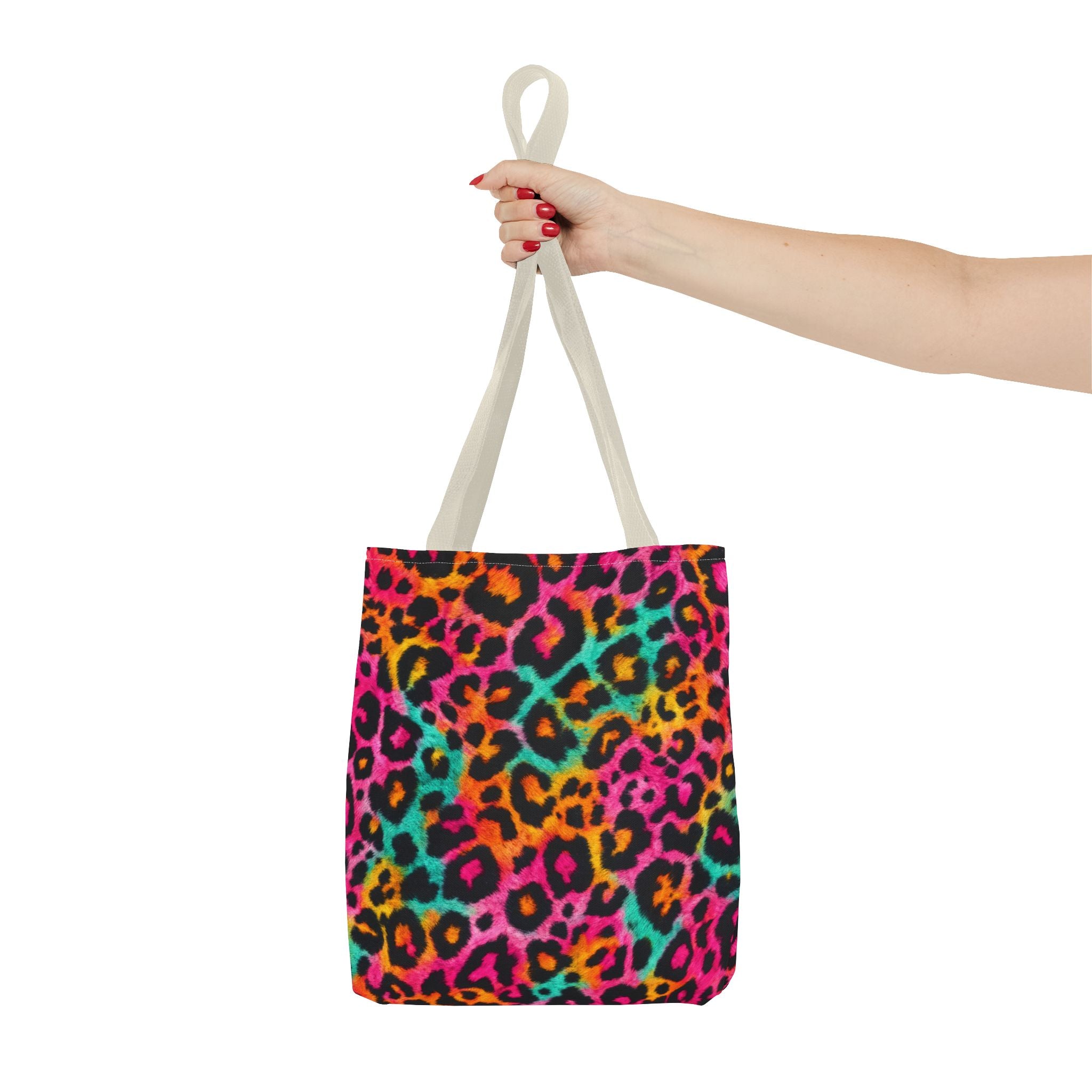Rainbow Leopard Print Tote Bag - Neon Cheetah Canvas Tote, Bright Y2K Animal Print Shoulder Bag, 3 Sizes
