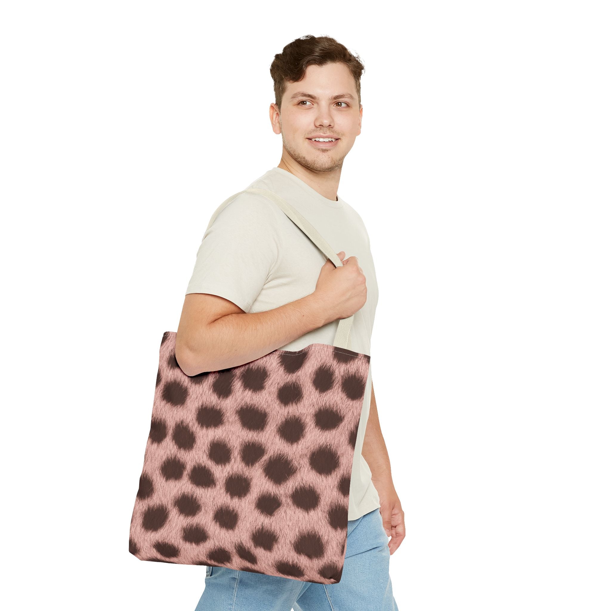 Pink Cheetah Print Tote Bag - Blush Real Spot Canvas Tote, Bold Animal Print Shoulder Bag, 3 Sizes