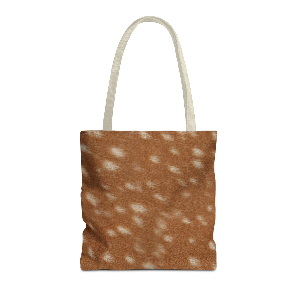 Spotted deer print tote bag, cottagecore canvas tote in warm neutrals