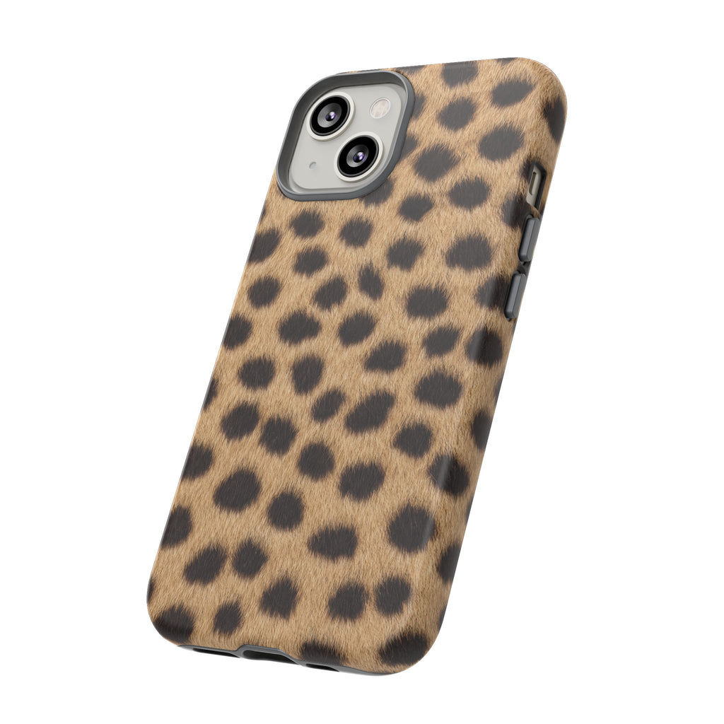 Cheetah Print Phone Case - Real Spot Tough Case for iPhone and Samsung, Bold Tan Animal Print