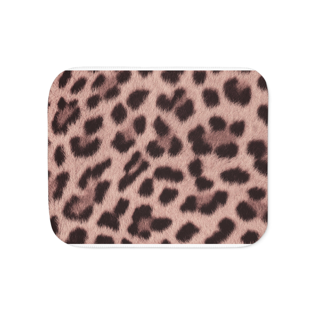 Blush Leopard Print Sherpa Blanket - Soft Pink Cheetah Throw, Photoreal Animal Print, 3 Sizes