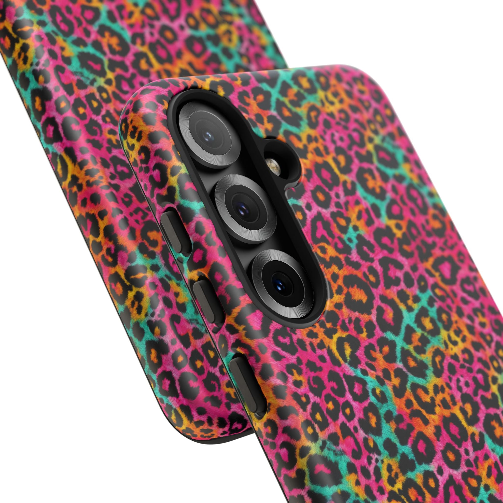 Rainbow Leopard Print Phone Case - Neon Cheetah Tough Case for iPhone and Samsung, Bright Y2K Animal Print