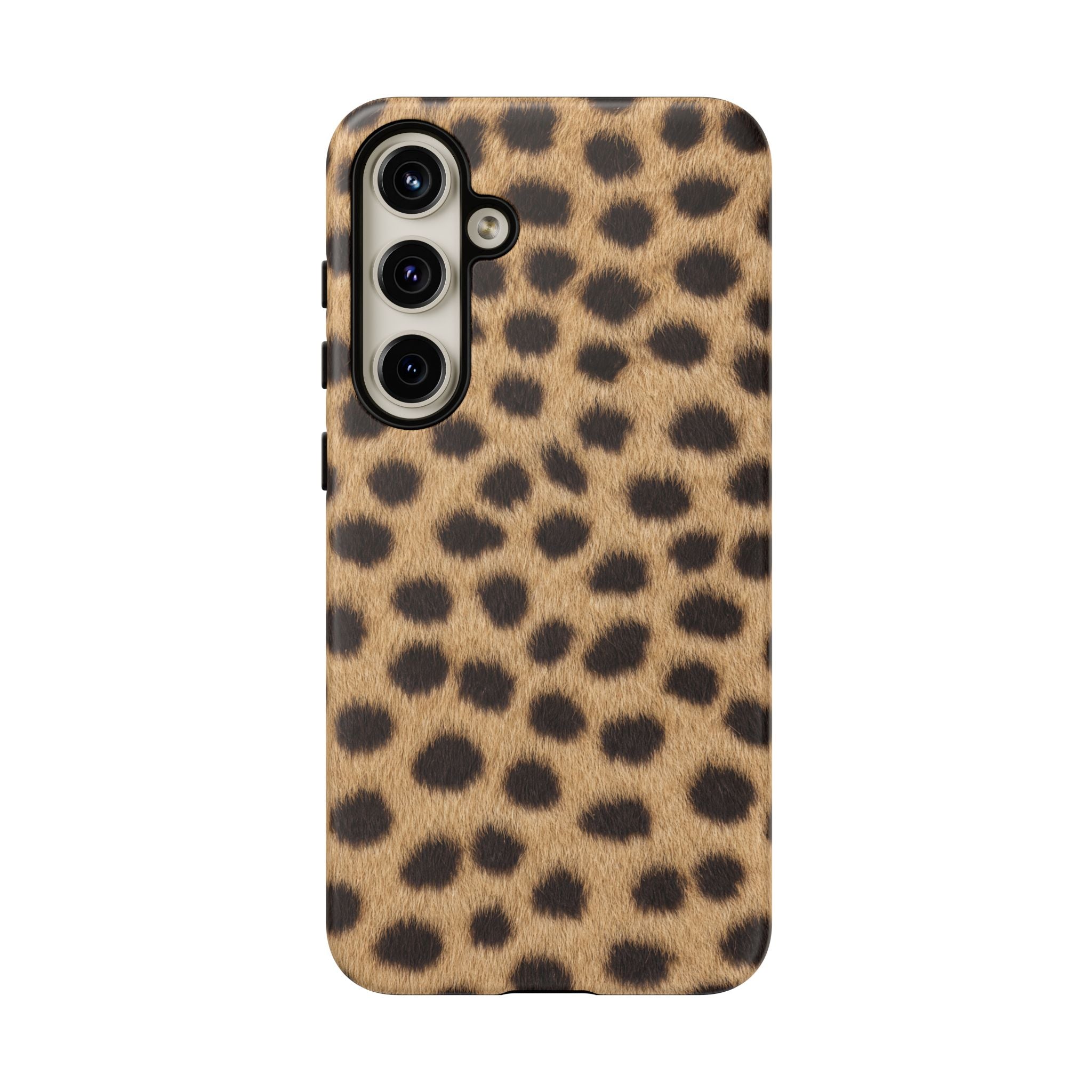 Cheetah Print Phone Case - Real Spot Tough Case for iPhone and Samsung, Bold Tan Animal Print