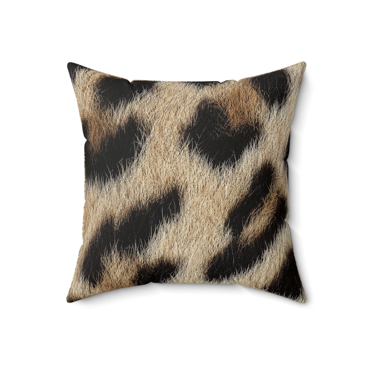 Classic cream leopard print throw pillow on a neutral sofa