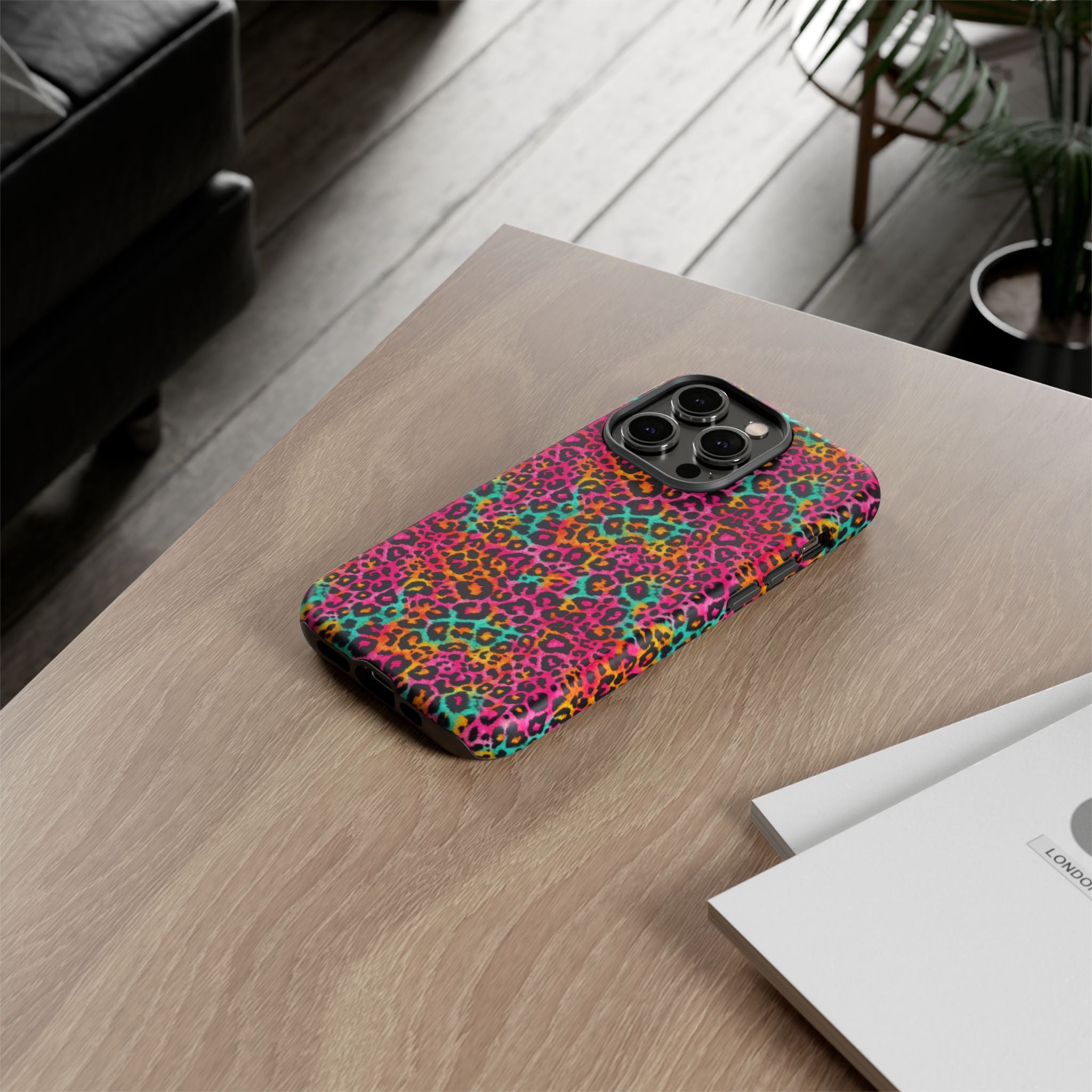 Rainbow Leopard Print Phone Case - Neon Cheetah Tough Case for iPhone and Samsung, Bright Y2K Animal Print