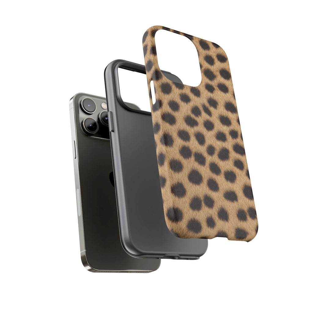 Cheetah Print Phone Case - Real Spot Tough Case for iPhone and Samsung, Bold Tan Animal Print