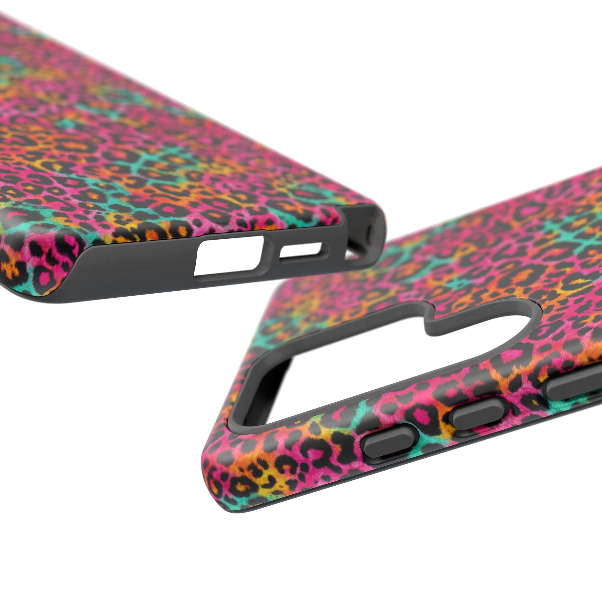 Rainbow Leopard Print Phone Case - Neon Cheetah Tough Case for iPhone and Samsung, Bright Y2K Animal Print